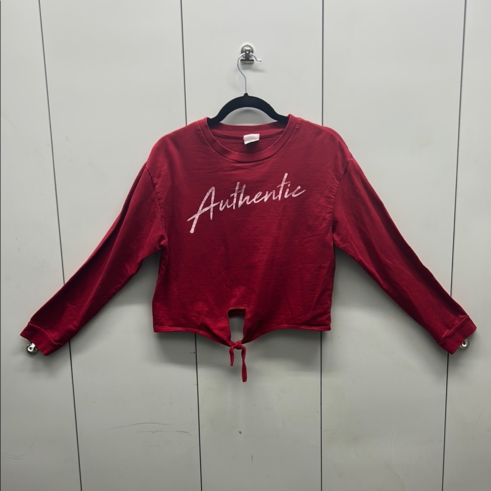 Women’s Crop Top Crew Neck Freeze Red Authentic Sweater